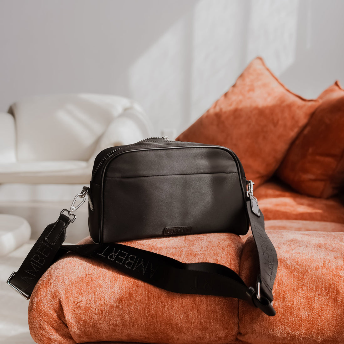 The Dahlia – Black Nylon Crossbody Bag