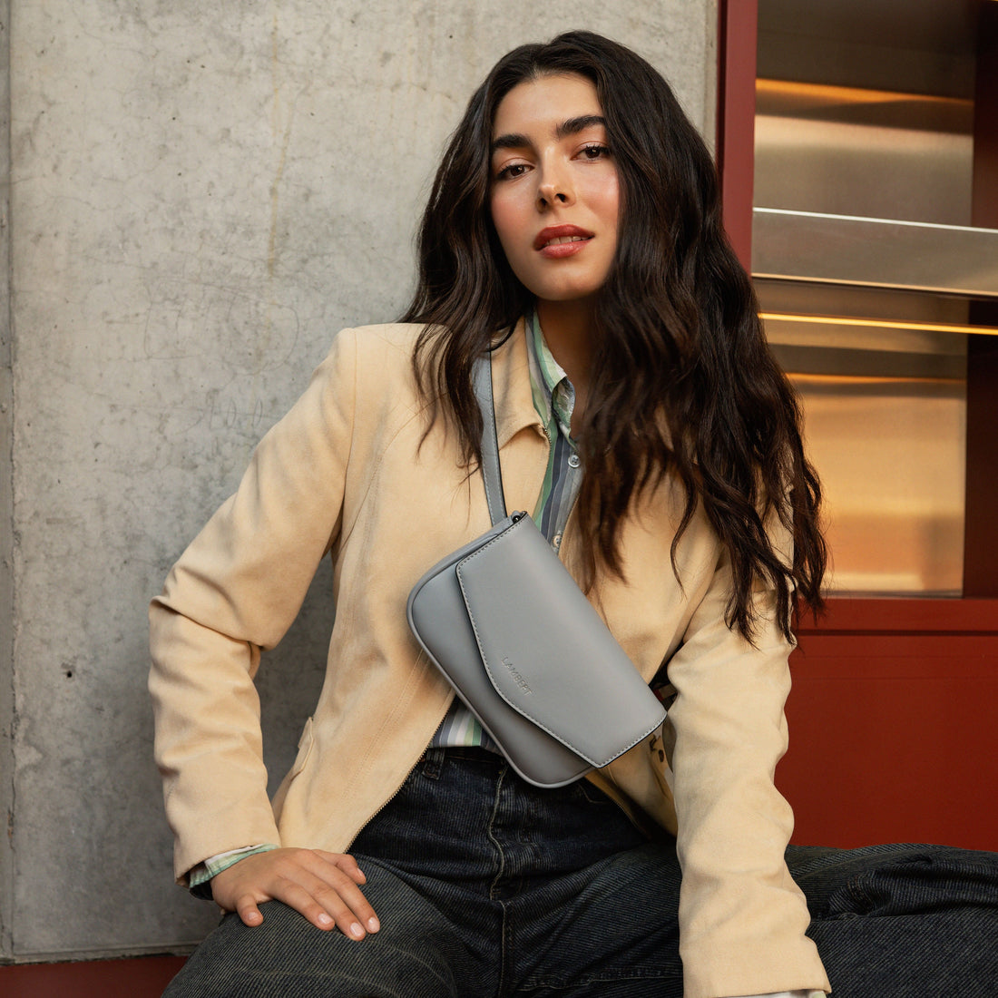 Le Gabby - Sac à main 2-en-1 en cuir vegan storm