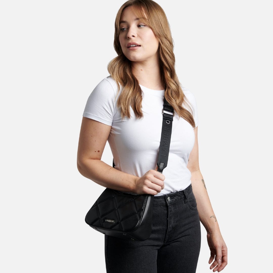 Le Andy - Sac à main 3-en-1 matelassé en cuir vegan noir