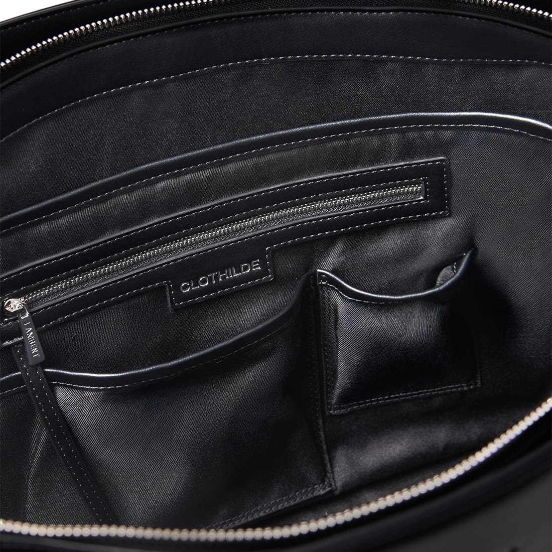The Clothilde - Black Vegan Leather Work Tote Bag