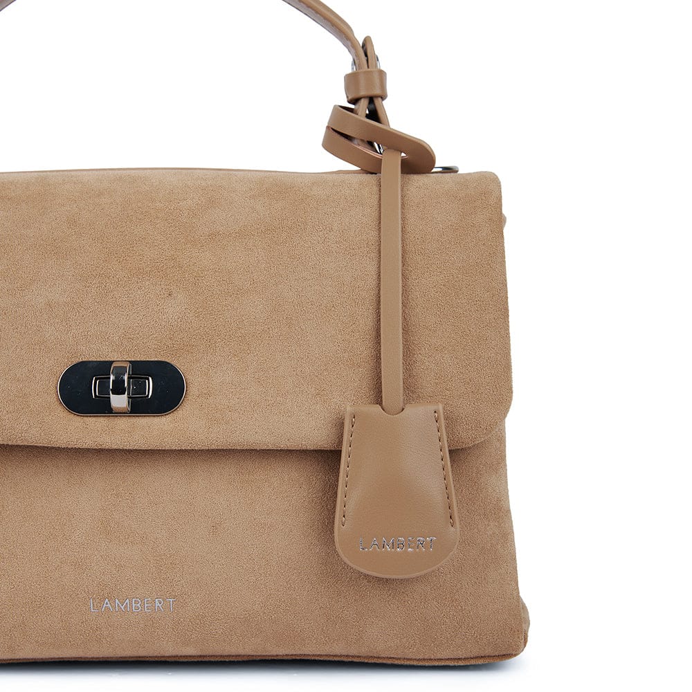 Le Freya- Sac à main 2-en-1 en suede vegan beige