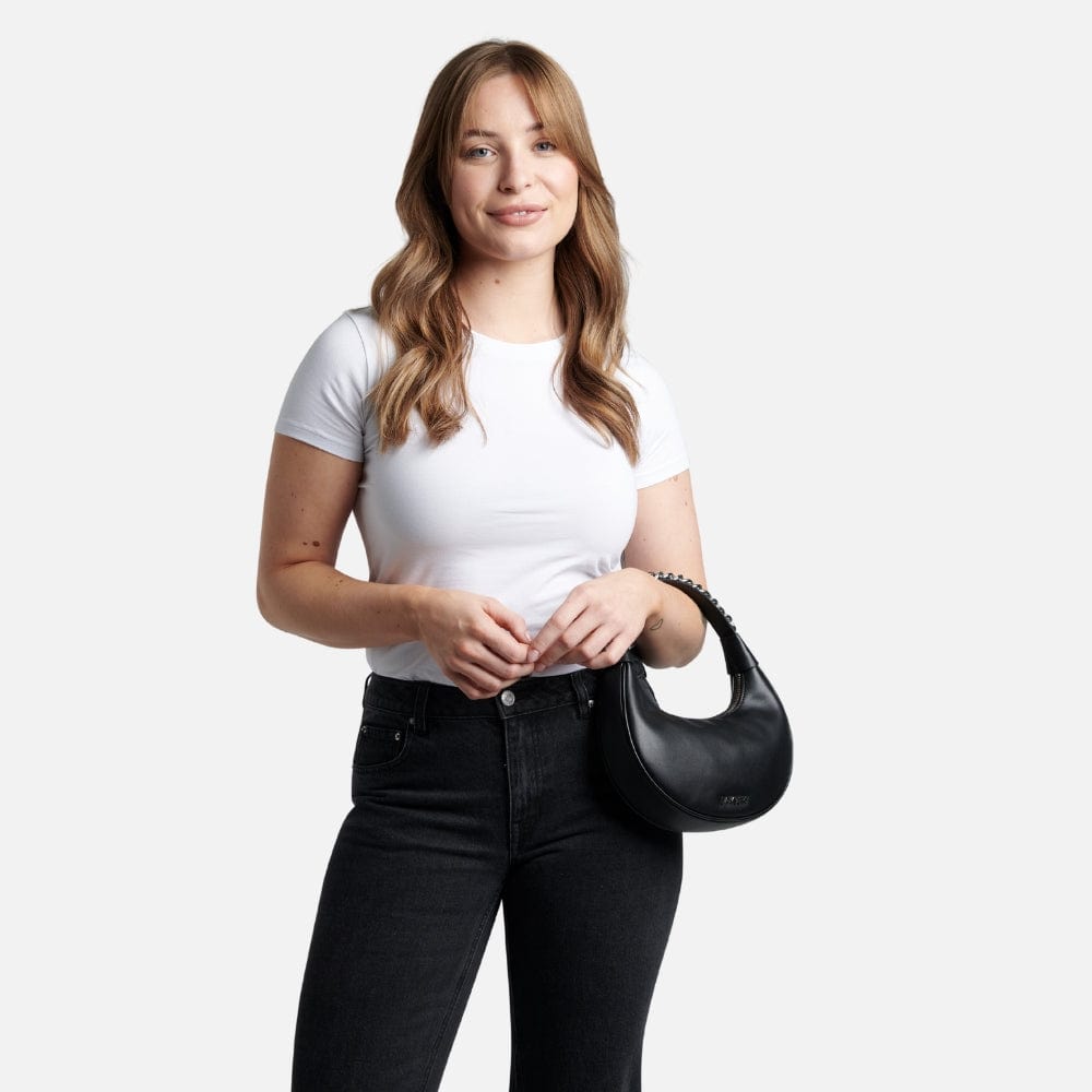 Le Hailey - Sac à main 2-en-1 en cuir vegan noir