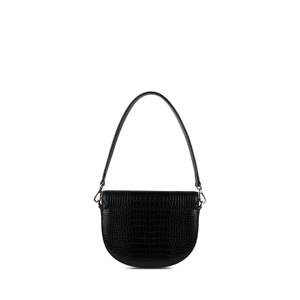 Le Naomi - Sac à main 2-en-1 en cuir vegan croco noir