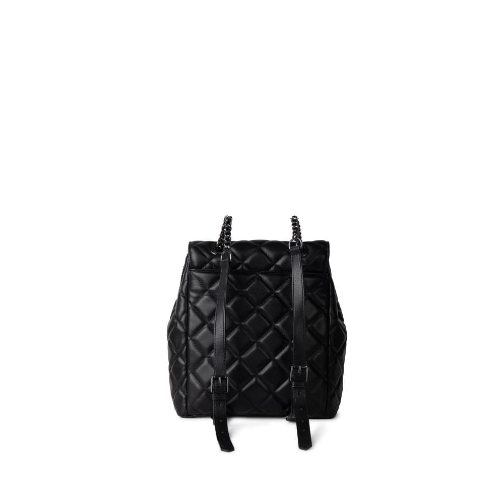 Le Sadie - Sac à dos 2-en-1 matelassé en cuir vegan noir