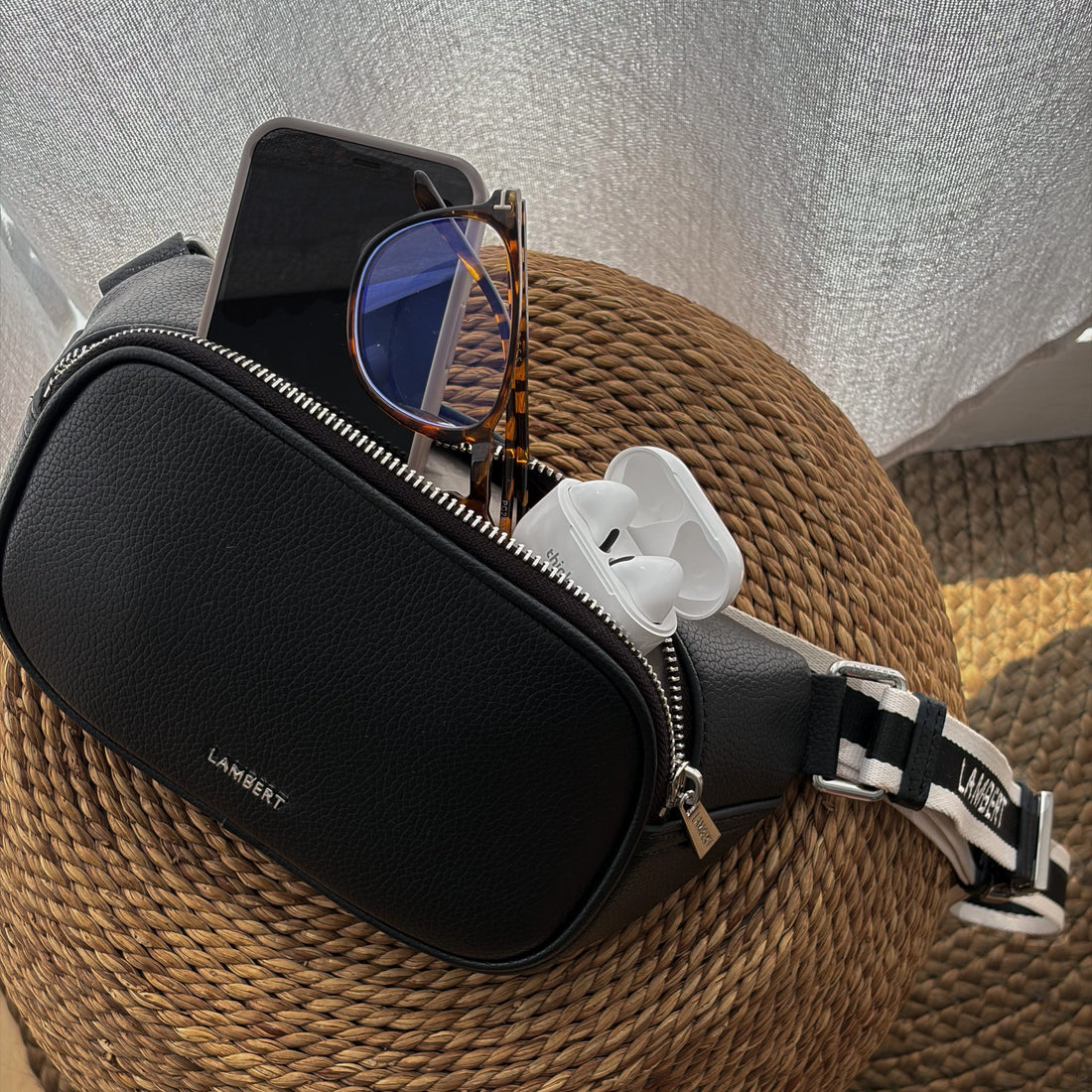The Sammy - Black Vegan Leather Belt Bag