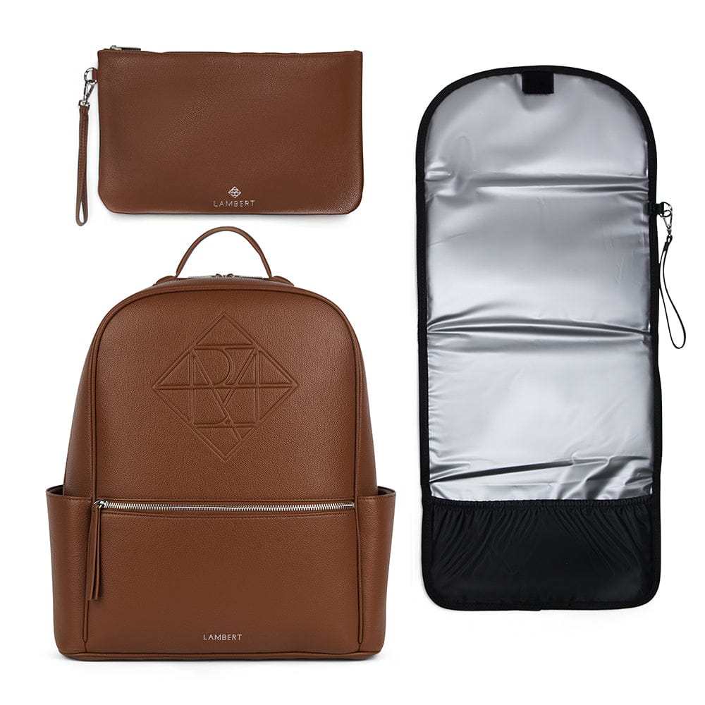 Le Vicky - Sac à couches en cuir vegan hazelnut
