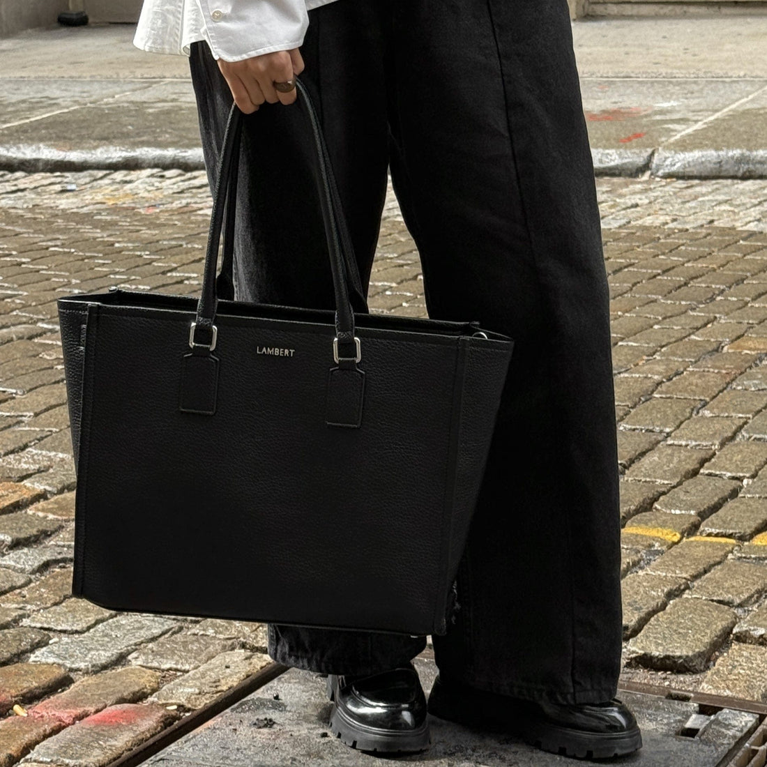 Le Valentina - Sac fourre-tout 2-en-1 en cuir vegan noir