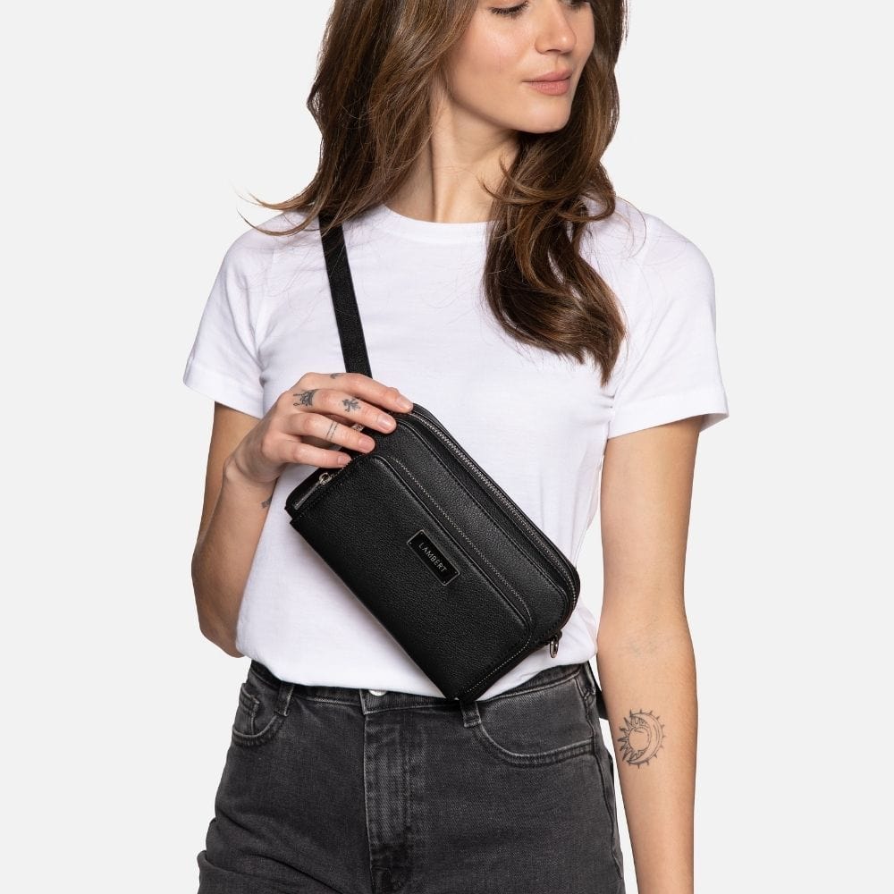 Le Ana - Sac à main 3-en-1 en cuir vegan noir